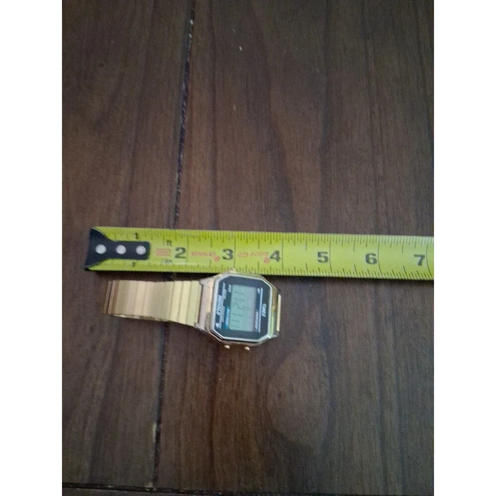 Timex Digital Goldtone Expansion Watch Alarm Indiglo Chrono Working 6.5” 2016